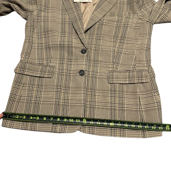 Womens Beige Plaid Single-Breasted Blazer Size L NWT Notch Collar - Picture 11 of 12